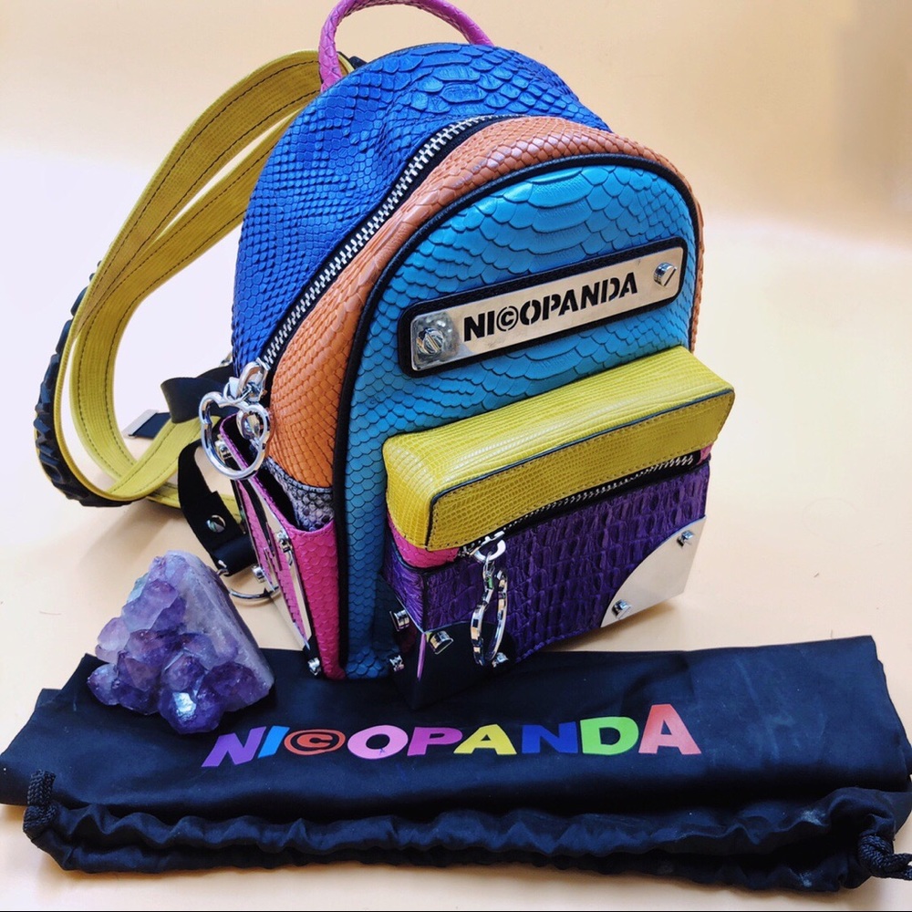 Nicopanda Mini Me Snakeskin Colorblock backpack